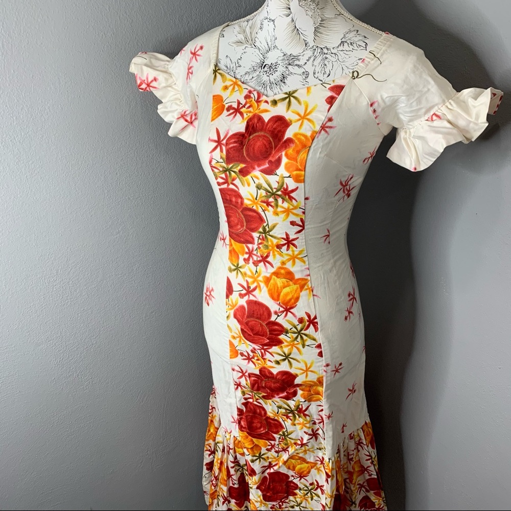 Vintage Hawaii Dress Tropical Fitted Mermaid Sz 8 - Picture 2 of 7